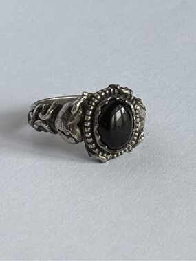 Clocks and Colours: HELLCAT X ONYX: Sterling Silver Ring with Black Onyx Size 7